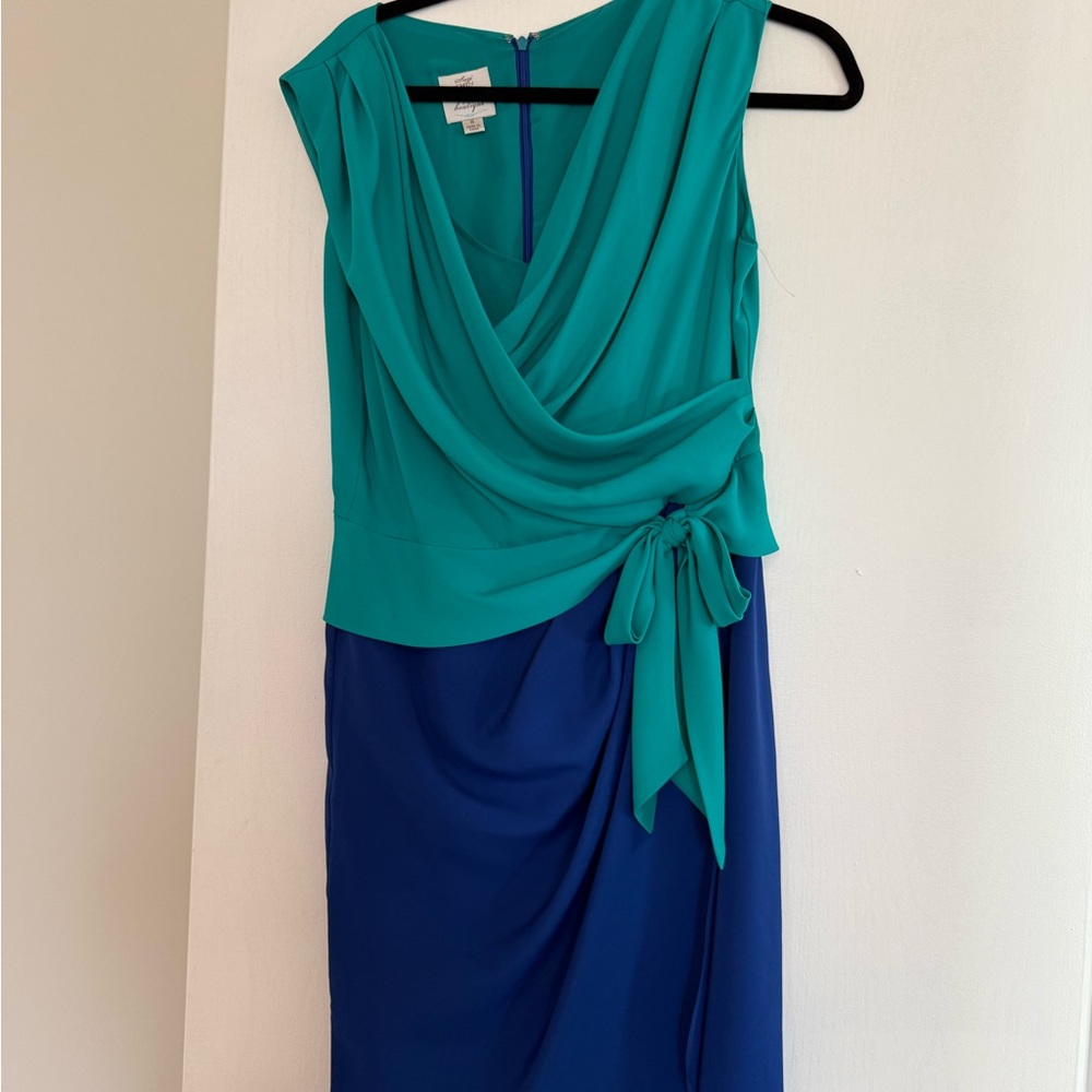 Elegant Teal and Blue Draped Dress